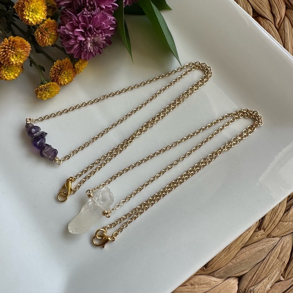 Quartz point and Amethyst Necklace Set - Picture 5 of 6